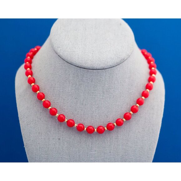 Vintage Boho Red Beaded Necklace 31 Inches by Monet - M14 - Picture 2 of 4